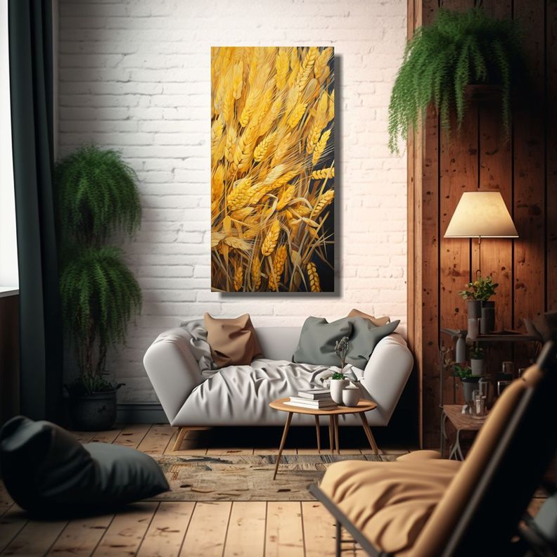 Pintura Abstracta De Granos De Arroz Estilo óleo 30x60cm-2