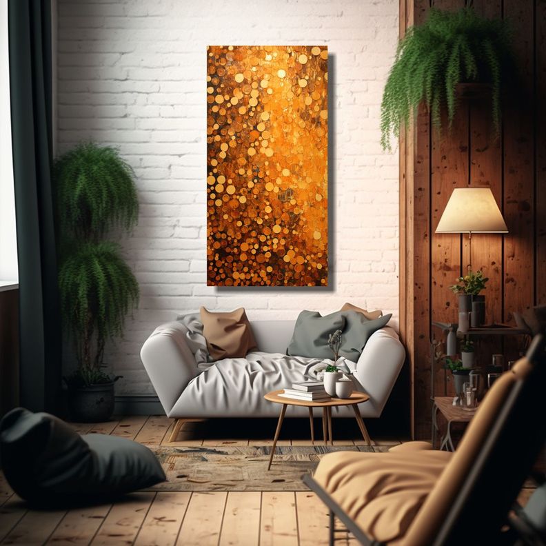 Pintura Lienzo Moderno Estilo Puntillismo 50x100cm-2