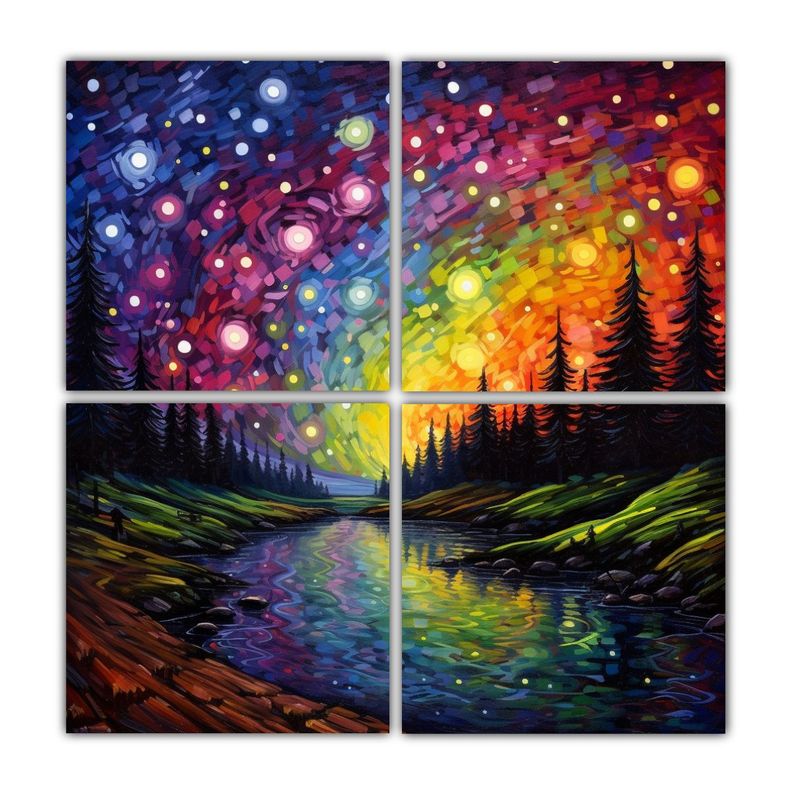 Pinturas Decorativas De 4 Canvas Movimiento 100x100 Cm