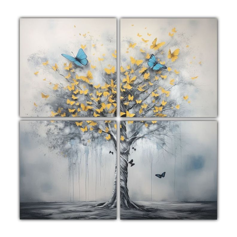 Cuadro Abstracto Adorable Con Arbol Azul 80x80 Cm