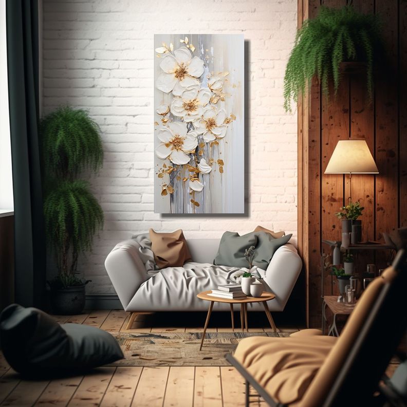 Pintura Acrílica En Blanco Con Salpicaduras 60x120cm-2