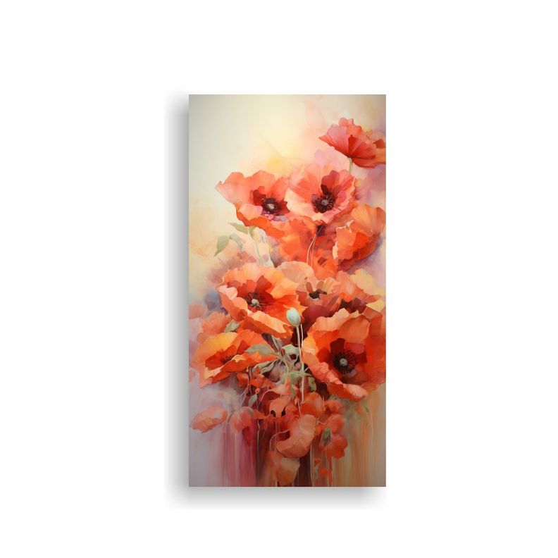 Cuadro Abstracto De Amapolas Pintura Al óleo 20x40cm-0