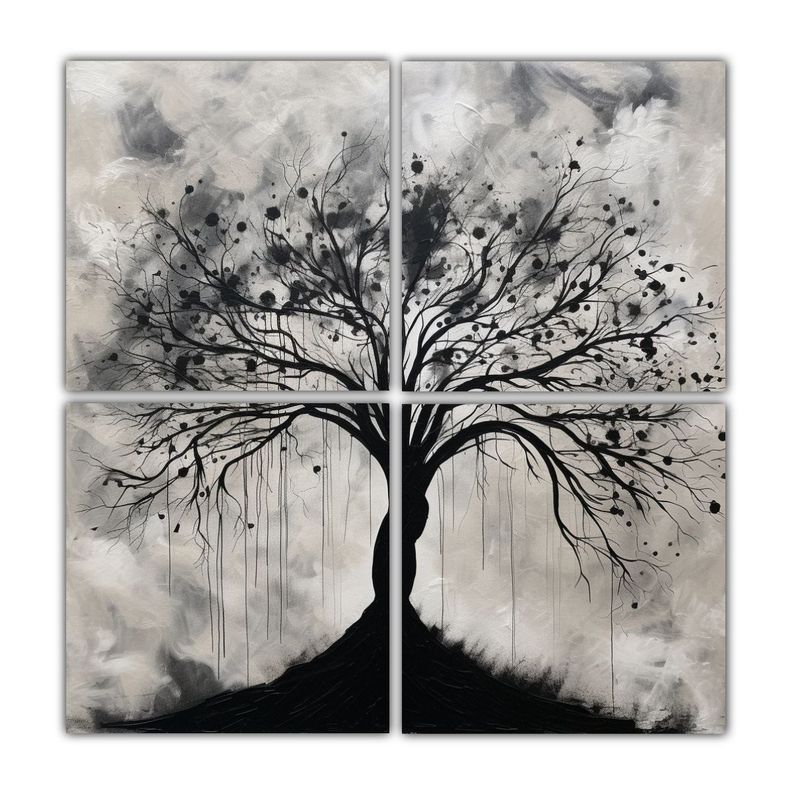 Cuatro Cuadros Abstractos Con Cuadro Simple De 100x100 Cm-0