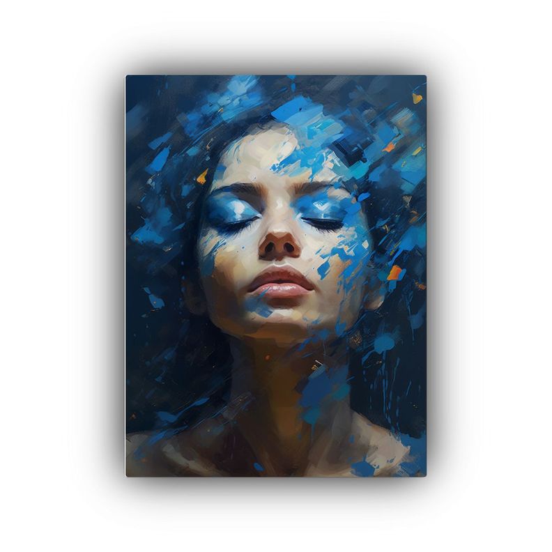 Pintura Azul Dinámica De Una Persona Con Pintura En La Mano 30x40cm-0
