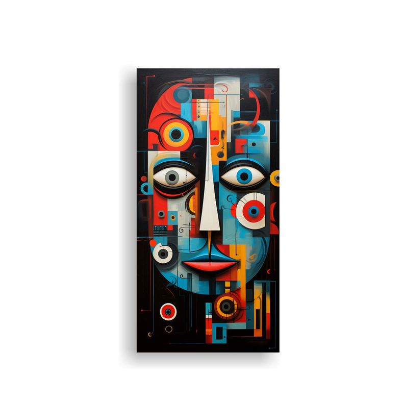 Cuadros Acuarela Vision Con Caras Abstractas 30x60cm-0