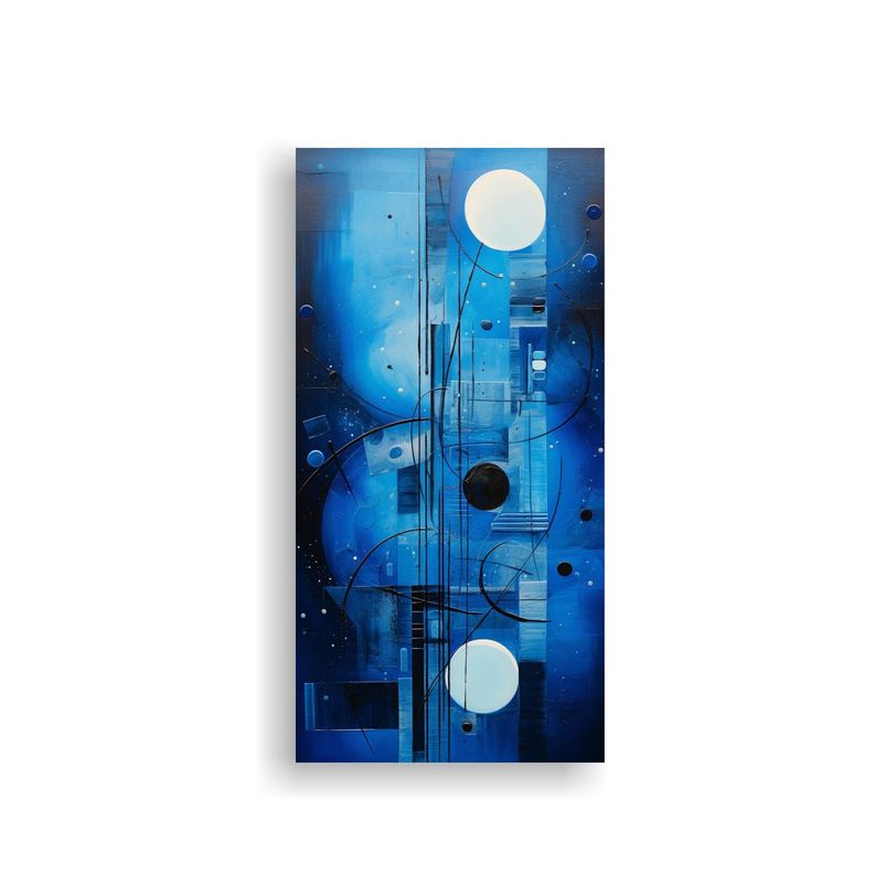 Cuadro Abstracto Azul Con Bastidor Decorativo 80x160cm-0