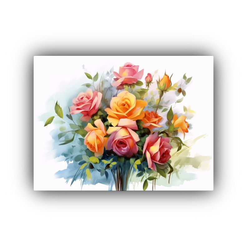 Pintura Decorativa Combinación De Rosas Rojas Y Vibrantes 50x40cm-0