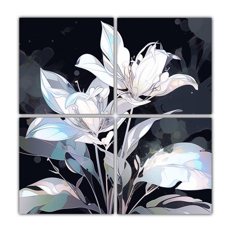 Cuatro Canvas Impreso Mural White Colors Neonoir 120x120 Cm