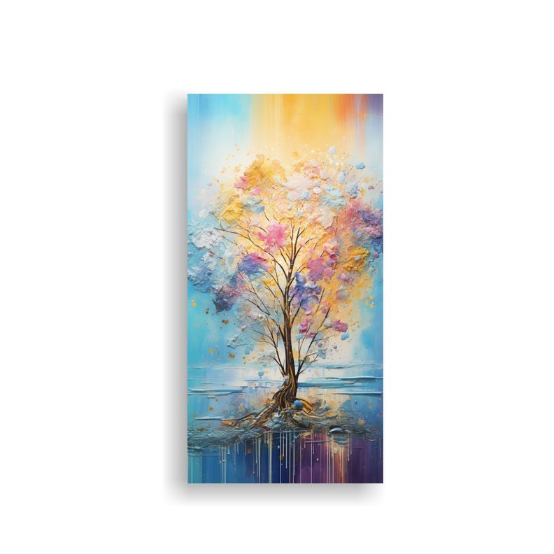 Pintura Arco Iris Y Dorada En Estilo Patron 50x100cm-0