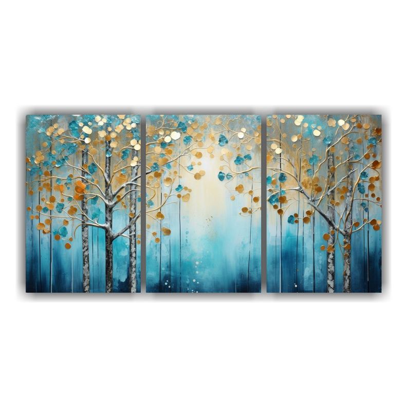 Tres Lienzos De Tela Moderno Living En Colores 60x30 Cm-0