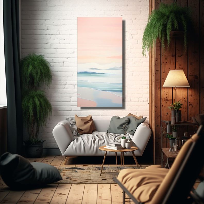 Paisaje Sereno Amanecer En La Playa 30x60cm-2