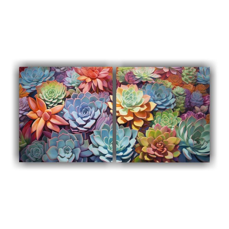 Lienzos De Tela Impreso De Suculentas Y Flores 100x50 Cm-0