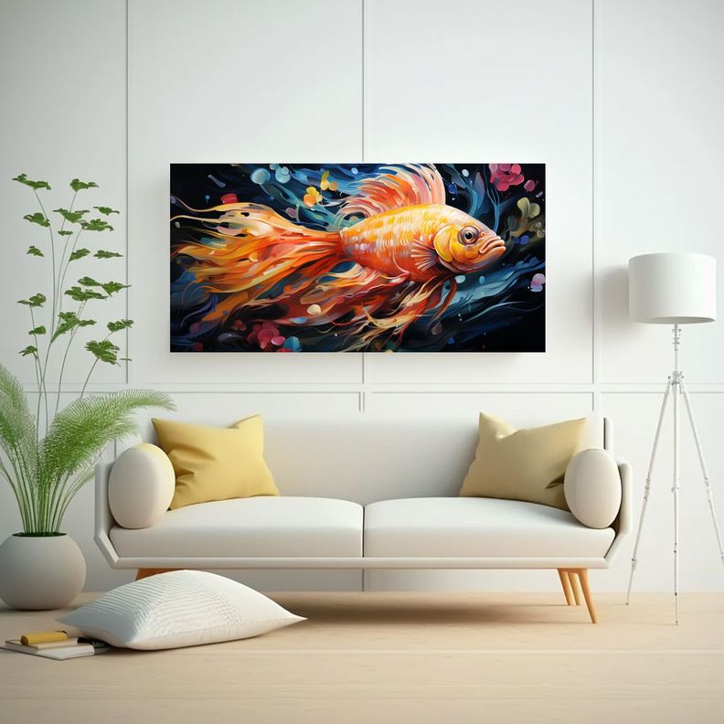 Pintura Al Estilo óleo Estilo Zebrafish Intenso 160x80cm-2