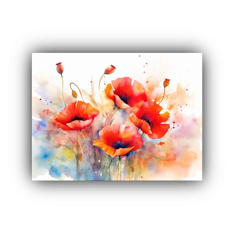 Cuadro Decorativo Moderno Con Flores Rojas De Amapola Movié 65x50cm-0