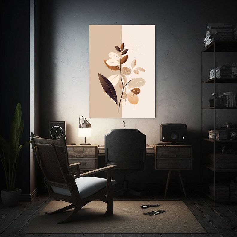 Cuadro Creativa Vida: Planta Con Hojas Y Fondo 50x75cm-2