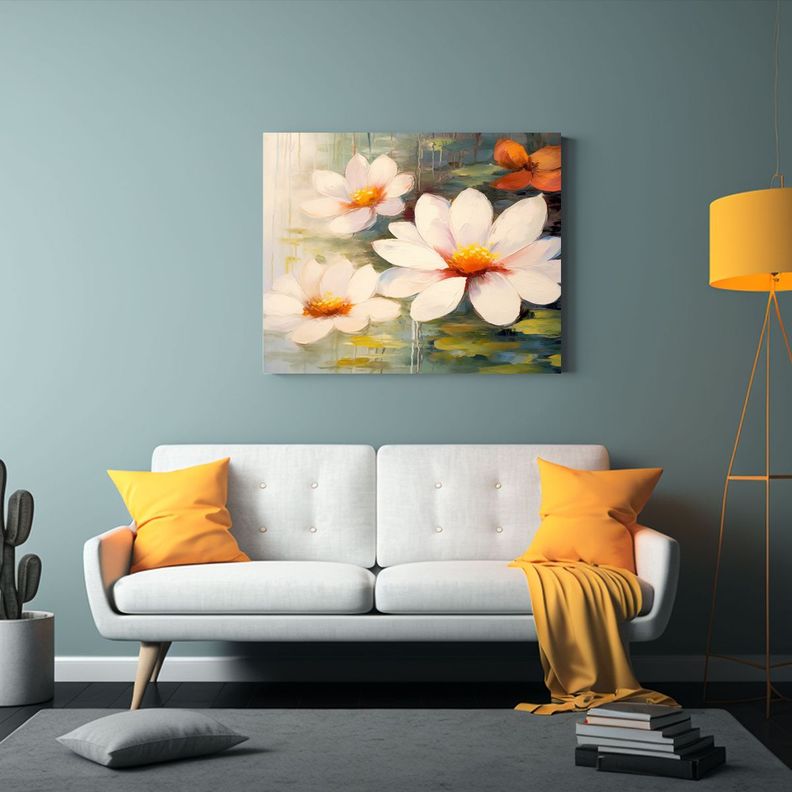 Pintura Al óleo Horizontal Luminosa De Lirios 30x20cm-2