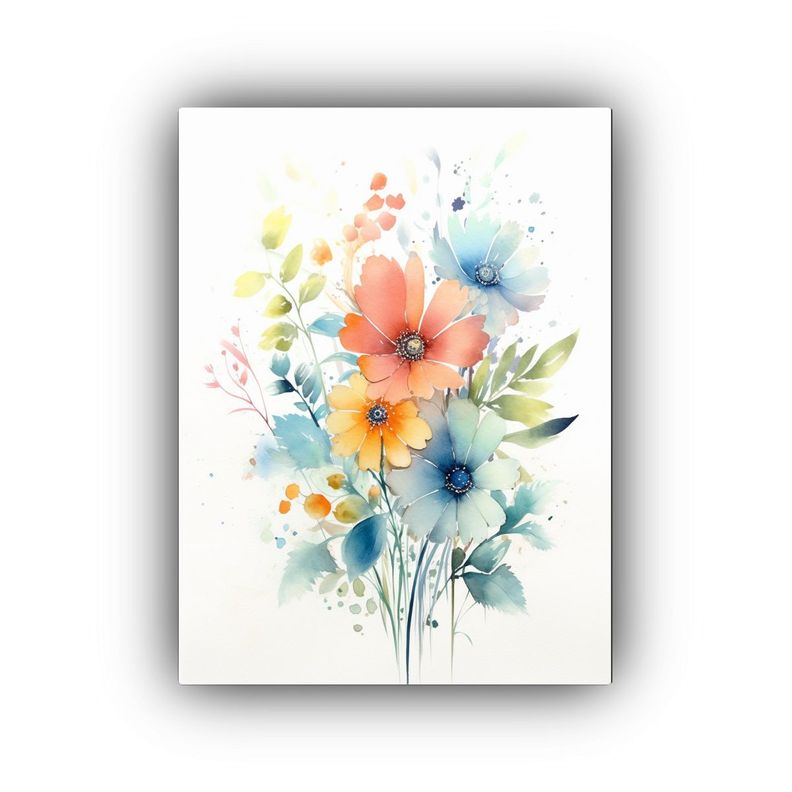 Arte Calidos Pintura Acuarela Ramo De Flores 30x45cm-0