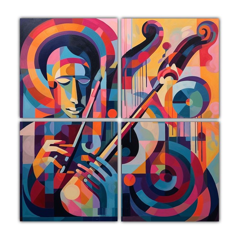 Cuadro Composición Acuarela Para Saxofonista 160x160 Cm-0