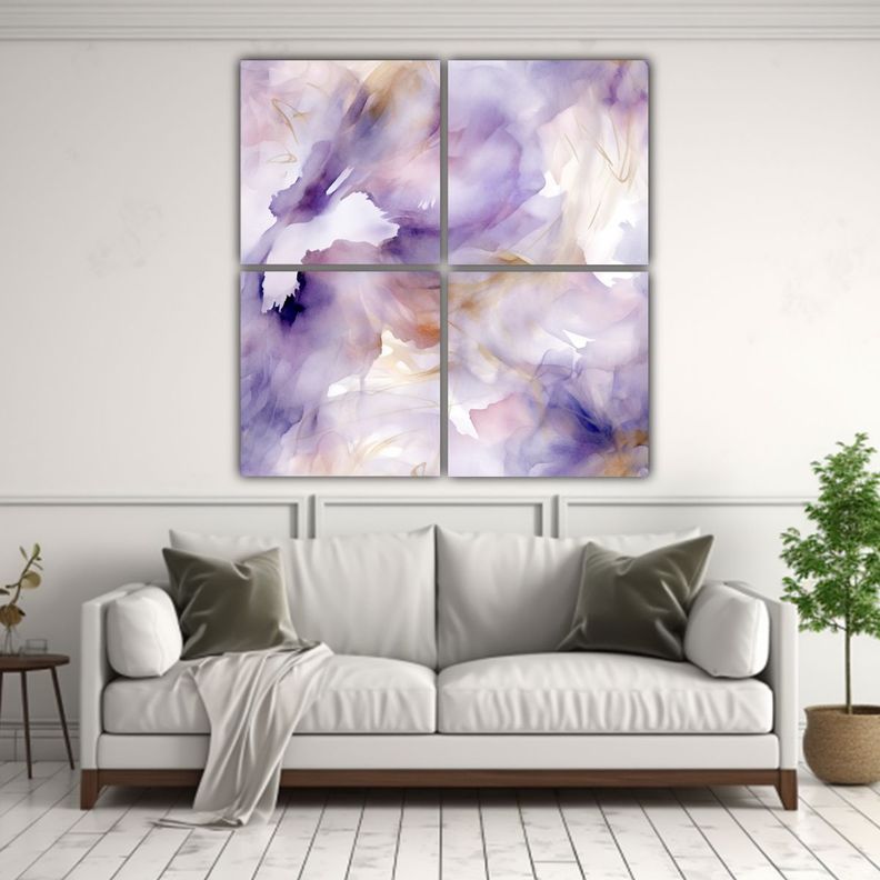 Pintura Acuarela De Lujo Con Lavanda Y Humo 180x180 Cm-2