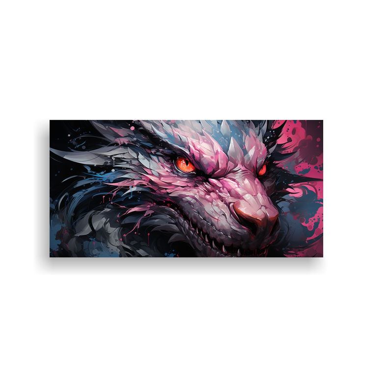 Cuadro único: Dragón En Negro Y Rosa, Ambiente N 60x30cm-0