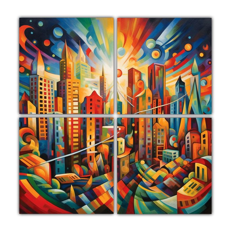 Cuatro Lienzos De Tela Inspiracion Profunda 100x100 Cm