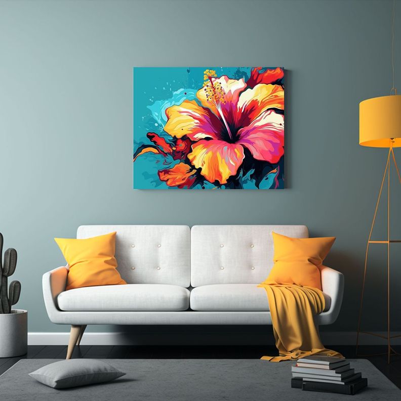 Pintura De Pared Clásica Bold Hibiscus Desde Un ángulo Lat 60x40cm-2