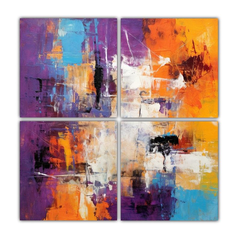 Cuatro Artes De Pared Forma Pop Art Intuitivo 100x100 Cm