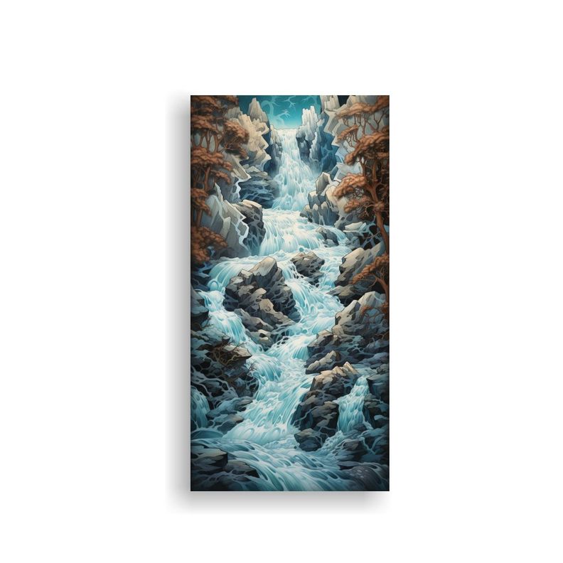 Lienzo De Tela: Belleza Abstracta De Una Cascada 80x160cm-0