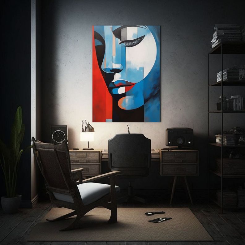 Pintura Arte De Pared Moderno Living De Un Rostro 40x60cm-2