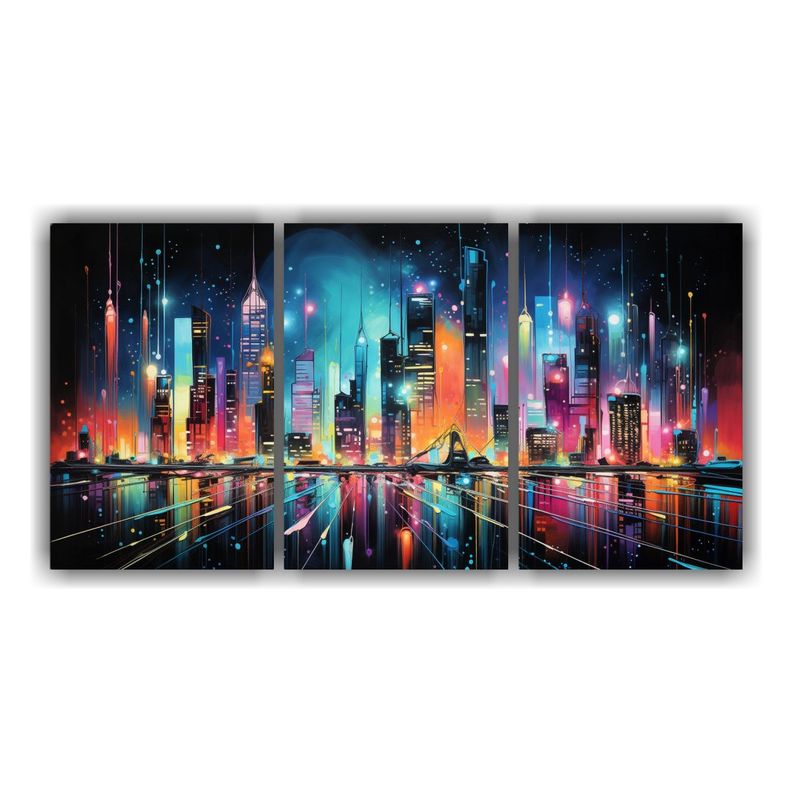 Pinturas Decorativas De Ciudad Abstracta En Luces 150x75 Cm-0