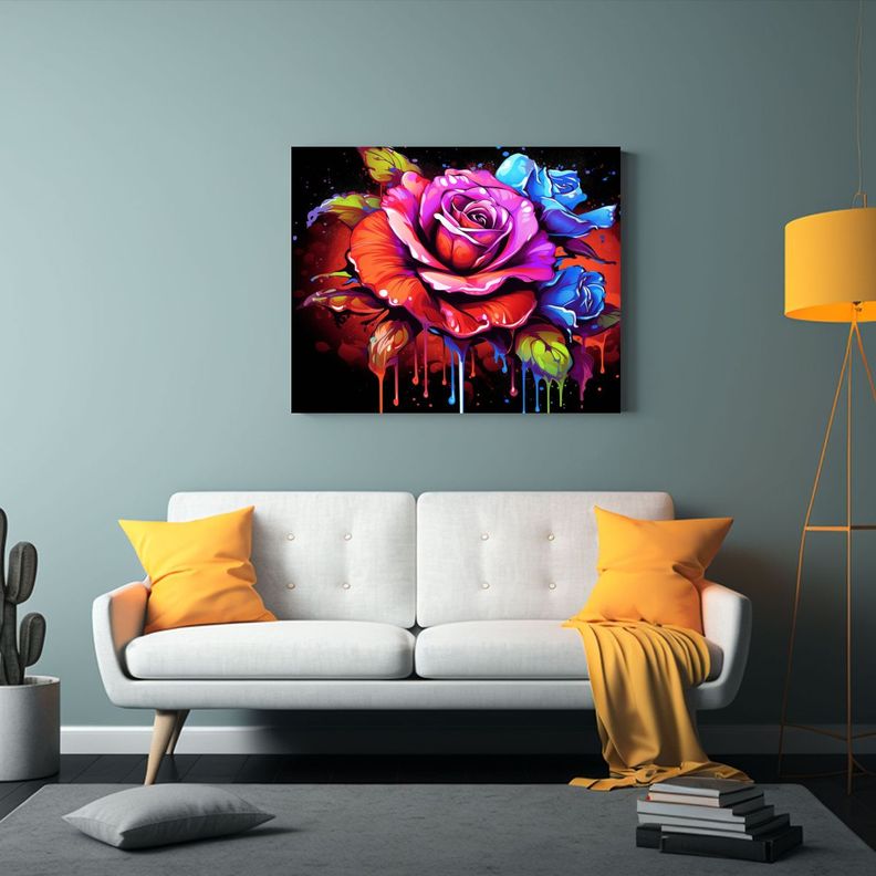 Cuadro Decorativo Flores Líneas Delicadas Adorno Colorido G 40x30cm-2