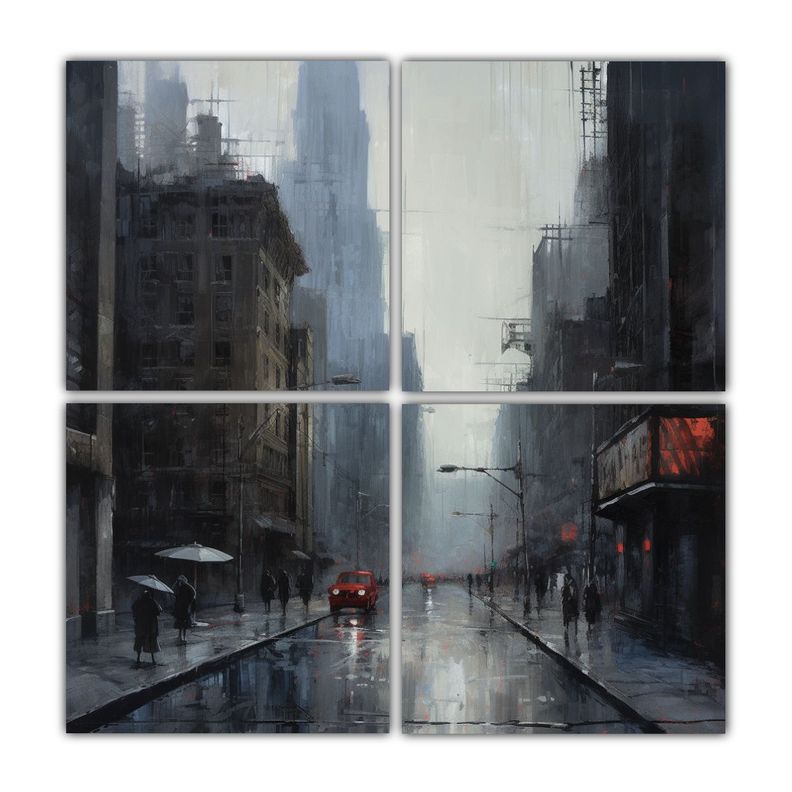 Cuadro Minimalista Pintura Al óleo Ciudad 40x40 Cm-0