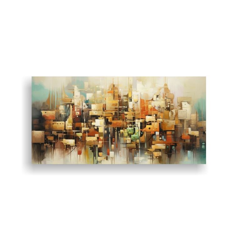 Cuadro En Bastidor Abstracto Ciudad Movimiento 80x40cm-0