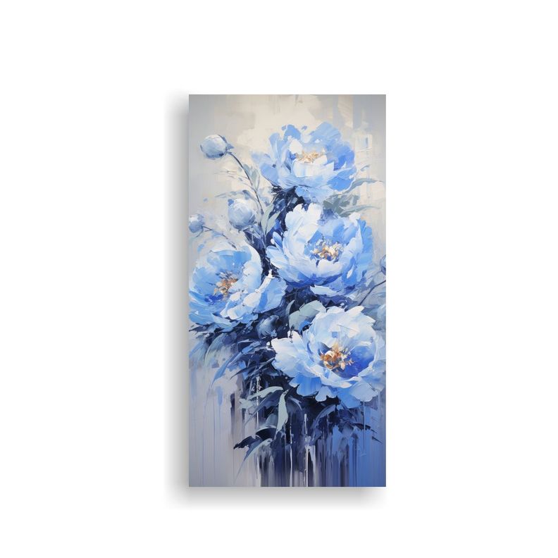 Arte De Peonías Azules Estilo Equilibrio Visual 70x140cm-0