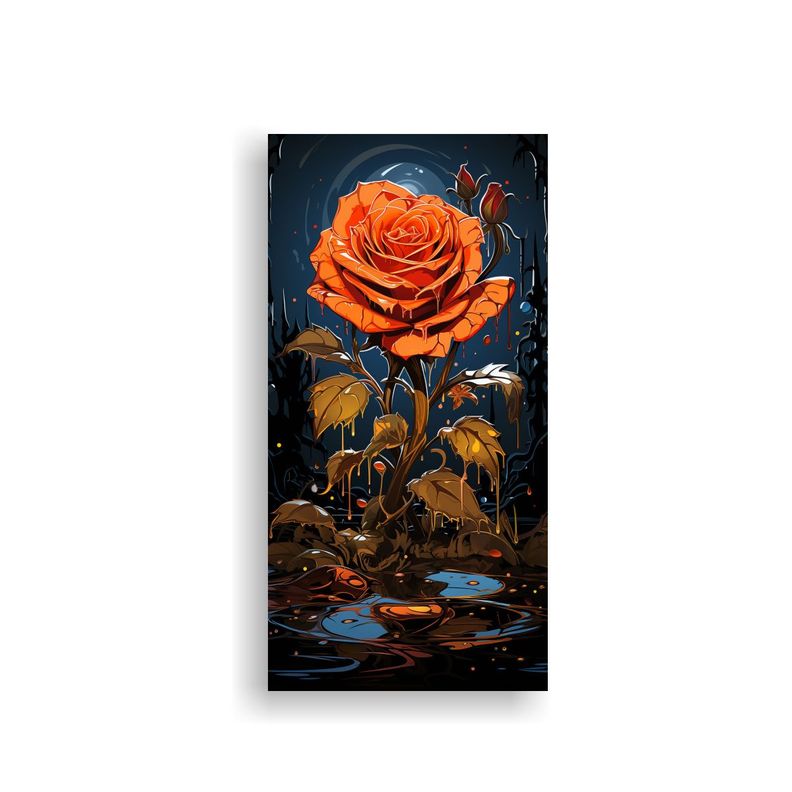 Cuadro Lienzo Original A Melting Rose Estilo Plano 20x40cm-0