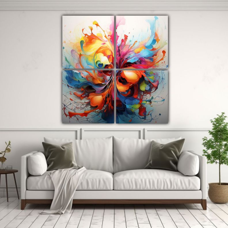 Cuadros Colores Simetría Abstractos De Arte 160x160 Cm-2