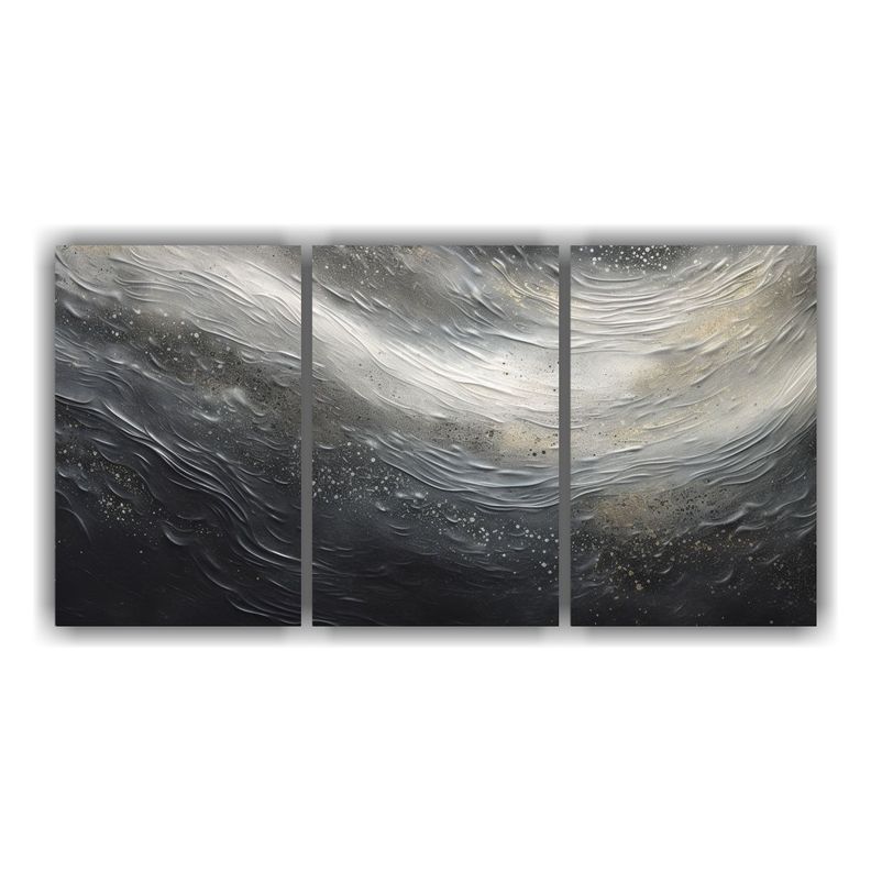 Conjunto De 3 Cuadros Acuarela Estilo Puntillismo 150x75 Cm-0