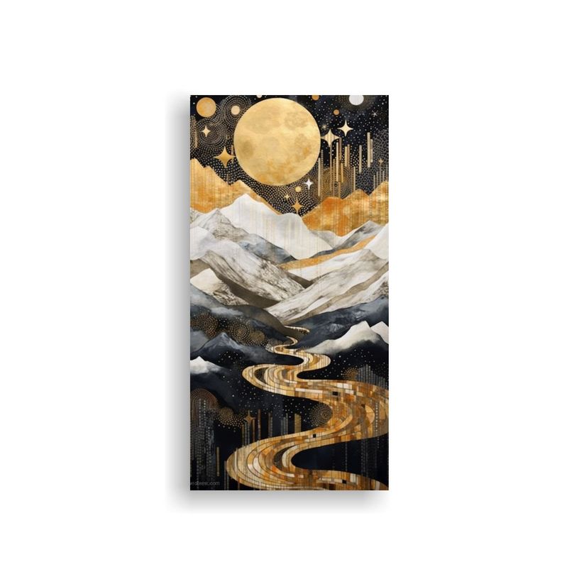 Paisaje Montañoso Con Luna En Arte Minimalista 80x160cm-0