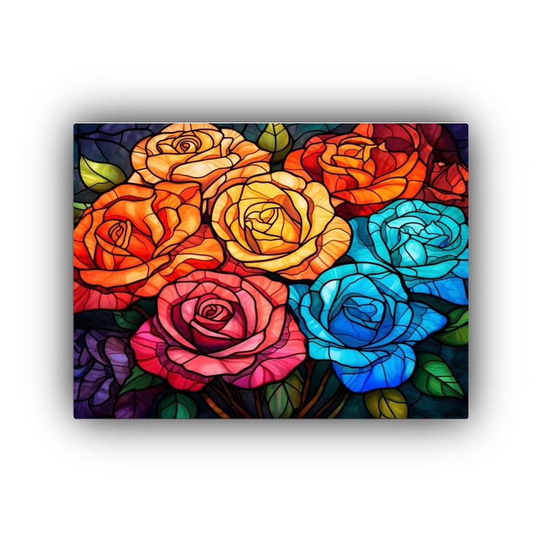 Tela En Bastidor Expresión Única De Rosas Multicolores Par 120x80cm-0
