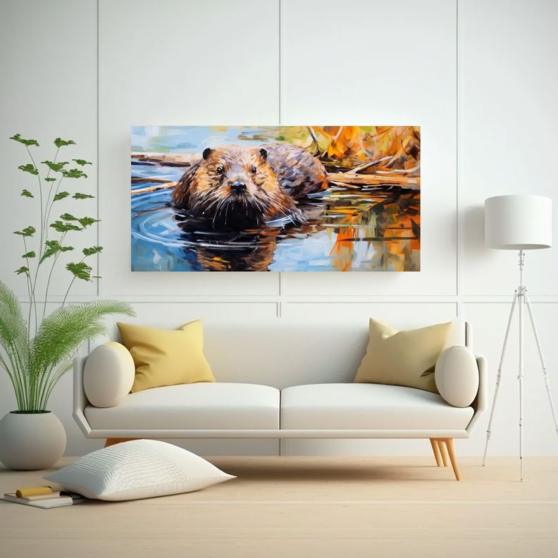 Pintura Al Estilo óleo Colorida De Estilo Castor  60x30cm-2