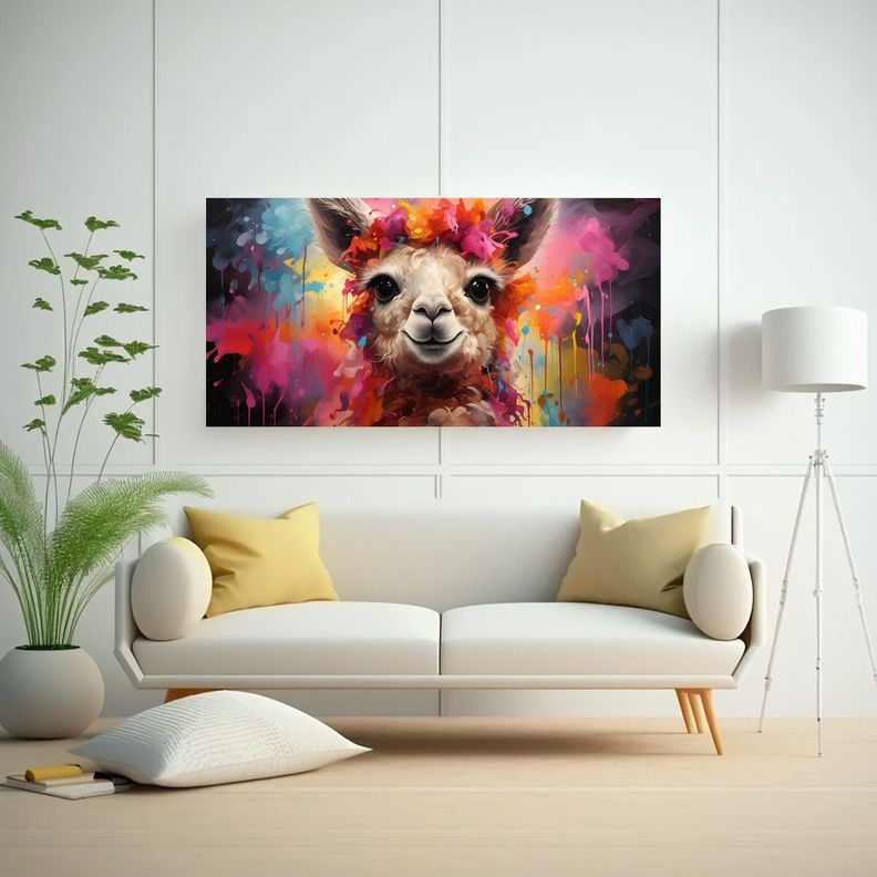 Pintura Al óleo De Alpaca Colorida Estilo 40x20cm-2