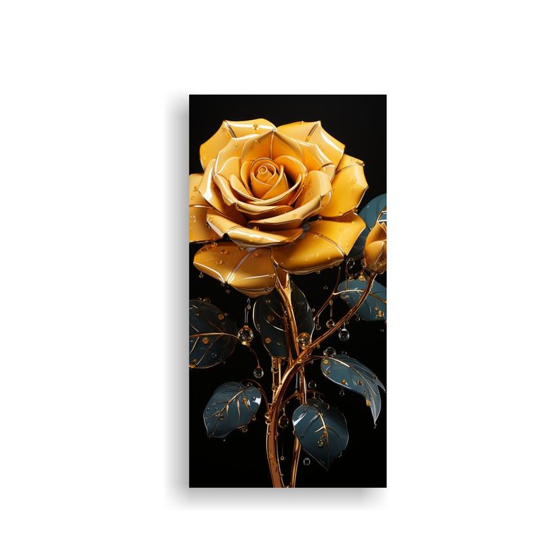 Cuadro Hermoso Living De Una Rosa Amarilla 20x40cm-0