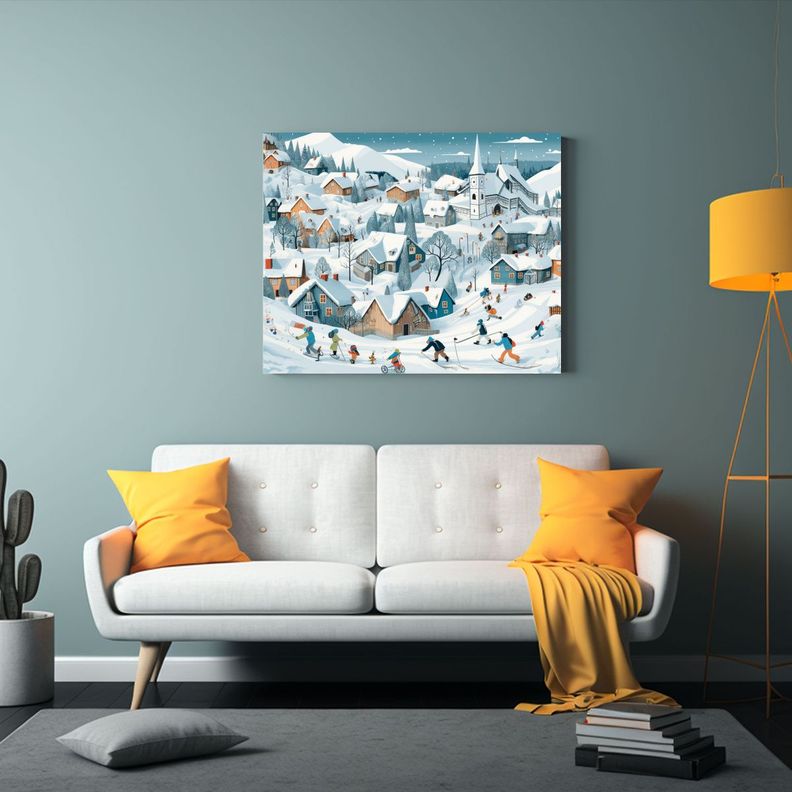 Cuadro Infantil Estilo Nórdico Colores Vivos En Tela Cuento 120x80cm-2
