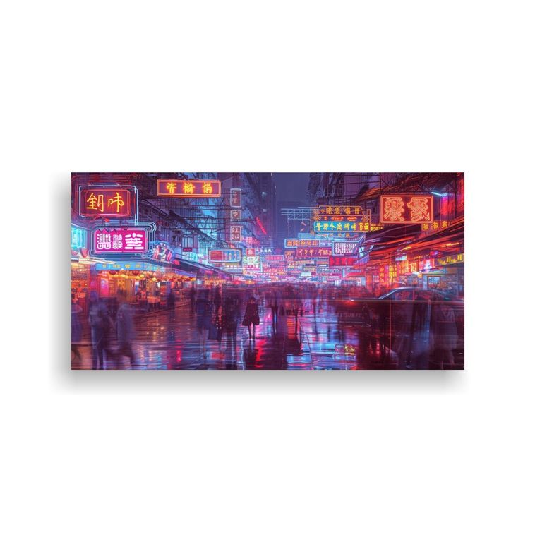 Pintura Decorativa De Ciudad Nocturna Con Luces 80x40 Cm-0