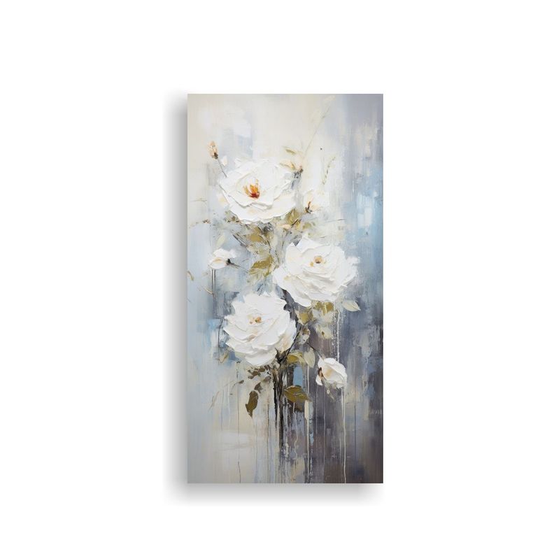 Arte De Pared Abstracto Profundidad Rosas Blancas 30x60cm-0