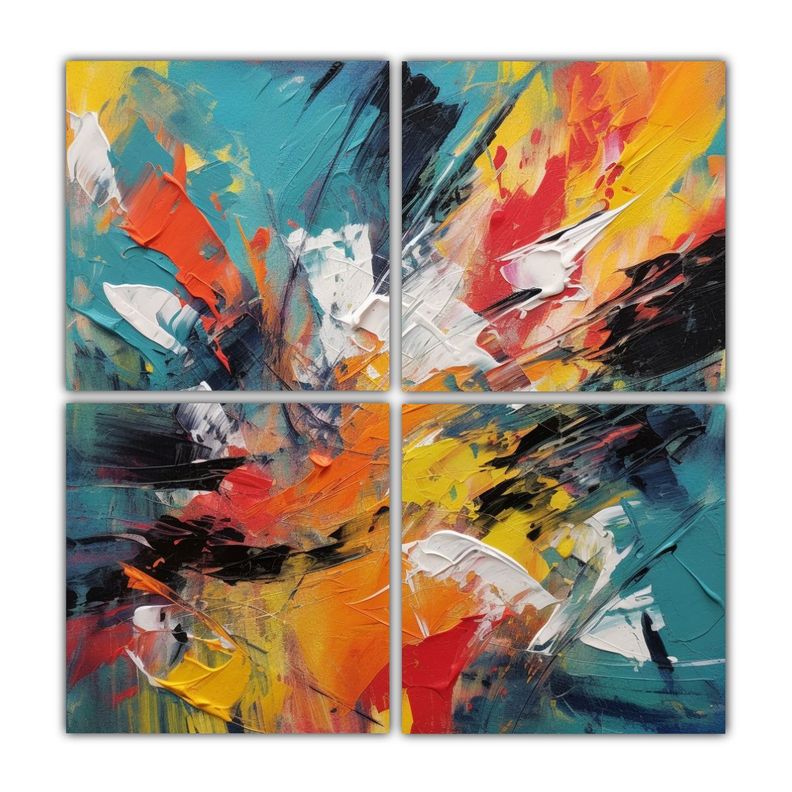 Cuatro Telas En Bastidor Colores Vibrantes 120x120 Cm