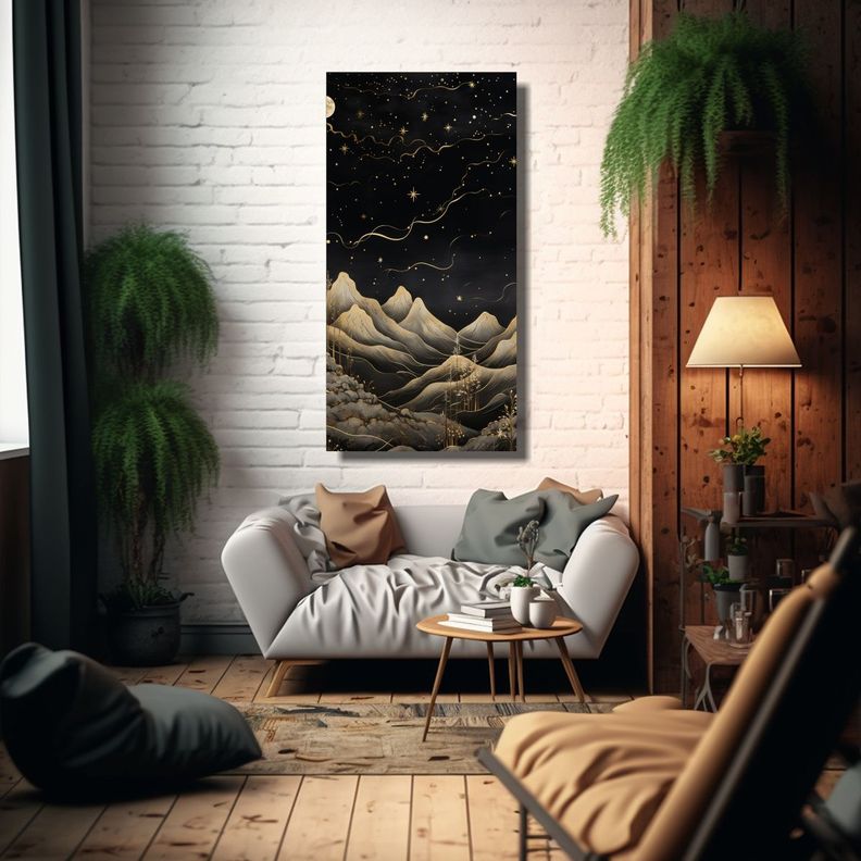 Cuadro Composición Contraste Paisaje Montañés 50x100cm-2