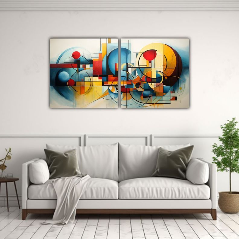 Cuadros Abstractos Online Set 2 Cuadro Impreso 100x50 Cm-2