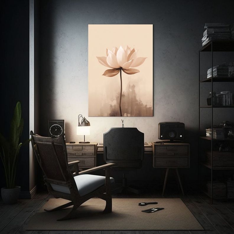 Cuadro Minimalista De Flor De Loto En Colores 50x75cm-2