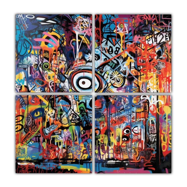 Cuatro Artes De Pared Inspiración Para Sala: 80x80 Cm-0